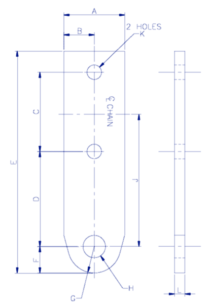 Dimension drawing of a C attachment